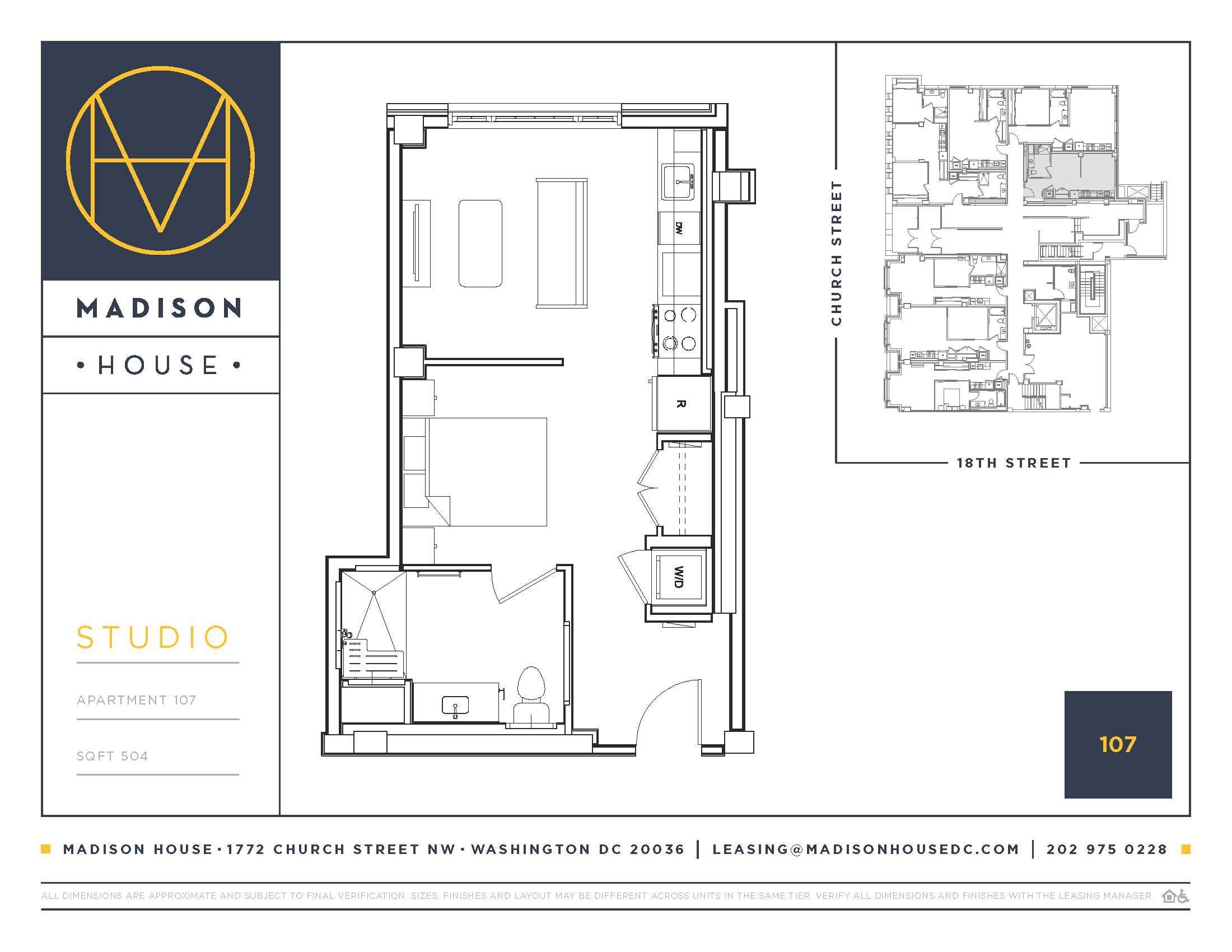 Floor plan for studio, 1 bath, 504 sqft